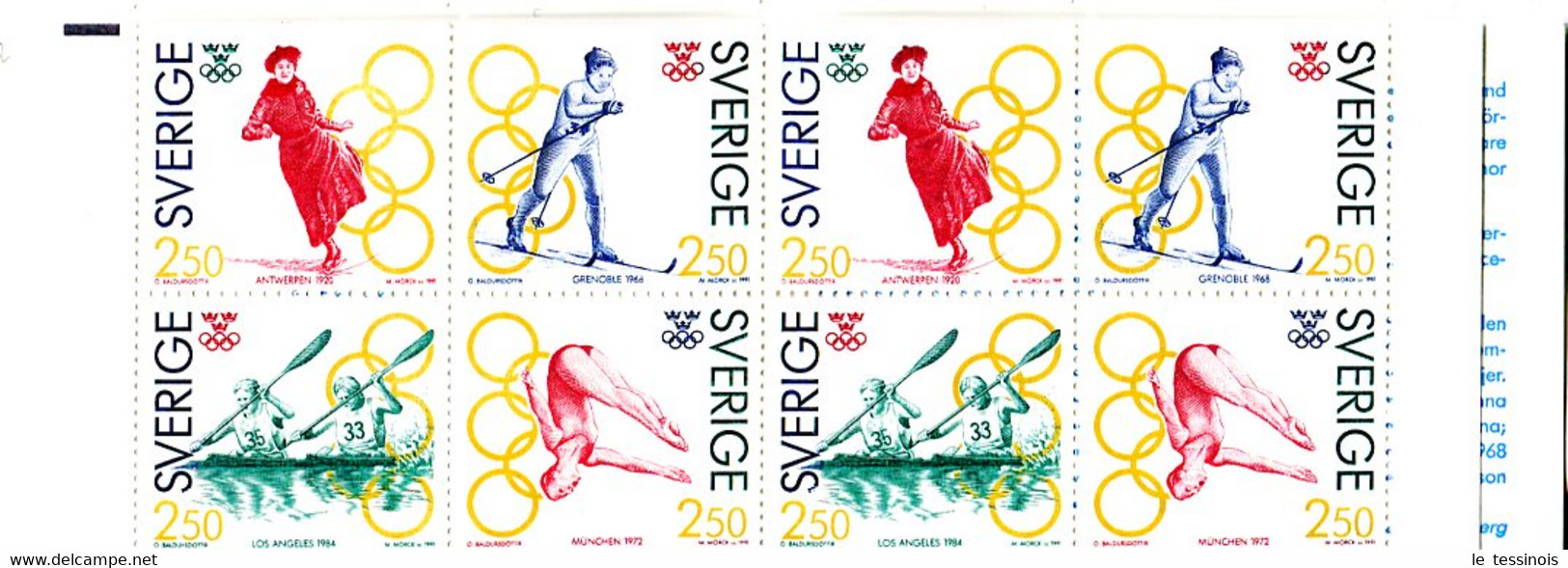 Carnet Suède N° 1682 - Anneaux JO TP :Médaillés D'or Suédois Aux JO Hiver Et été : Ski De Fond, Patineuse Canoé, - Ohne Zuordnung