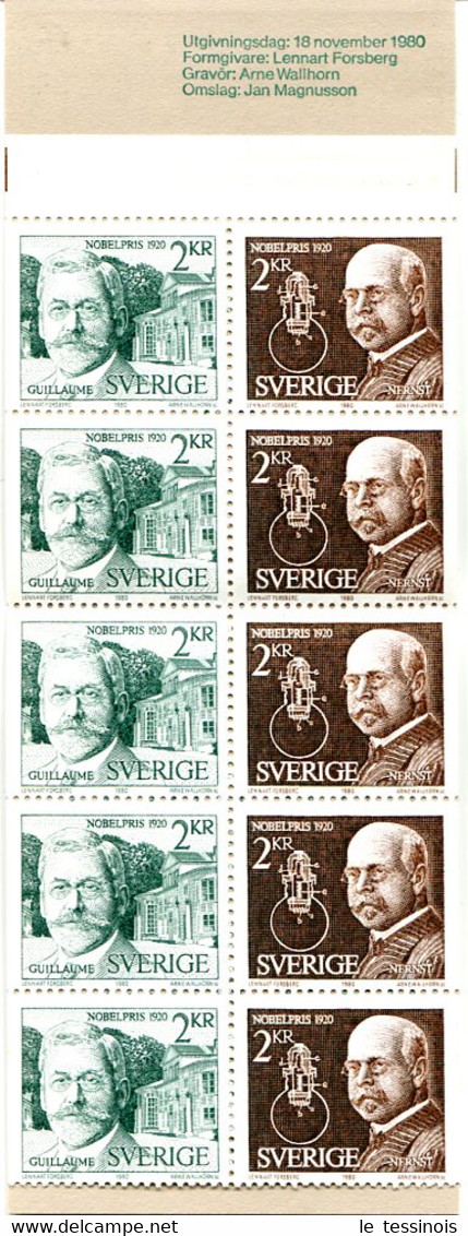 Carnet Suède N° 1112  - Couv. Nobel - TP :Lauréqts Du Nobel 1920 : Guillaume Et Hernst. - Unclassified