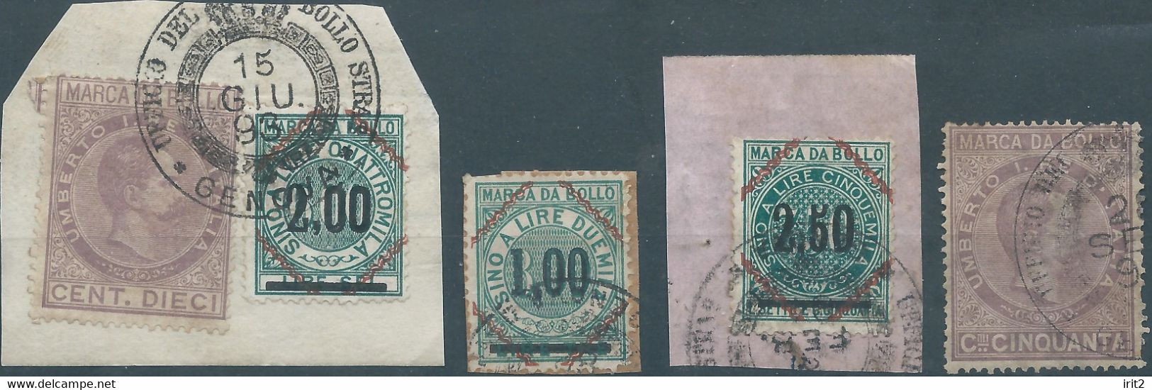 ITALIA - ITALY- ITALIE - ITALIEN - Kingdom Of Italy 1870-88 , Marca Da Bollo,Revenue Stamps Tax Fiscal,Obliterated - Fiscali