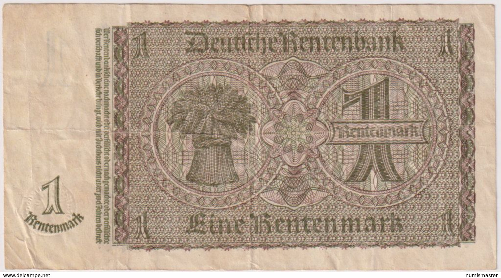 1 RENTENMARK 30.1.1937. P-173b - 1 Rentenmark