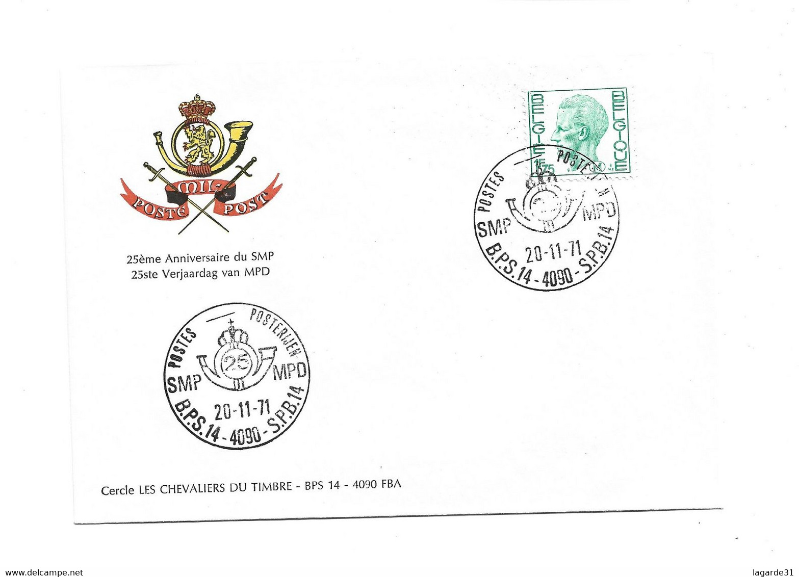 1971 B.P.S. 14 25ème Anniversaire Du SMP 25e Verjaardag Van MPD - Covers & Documents