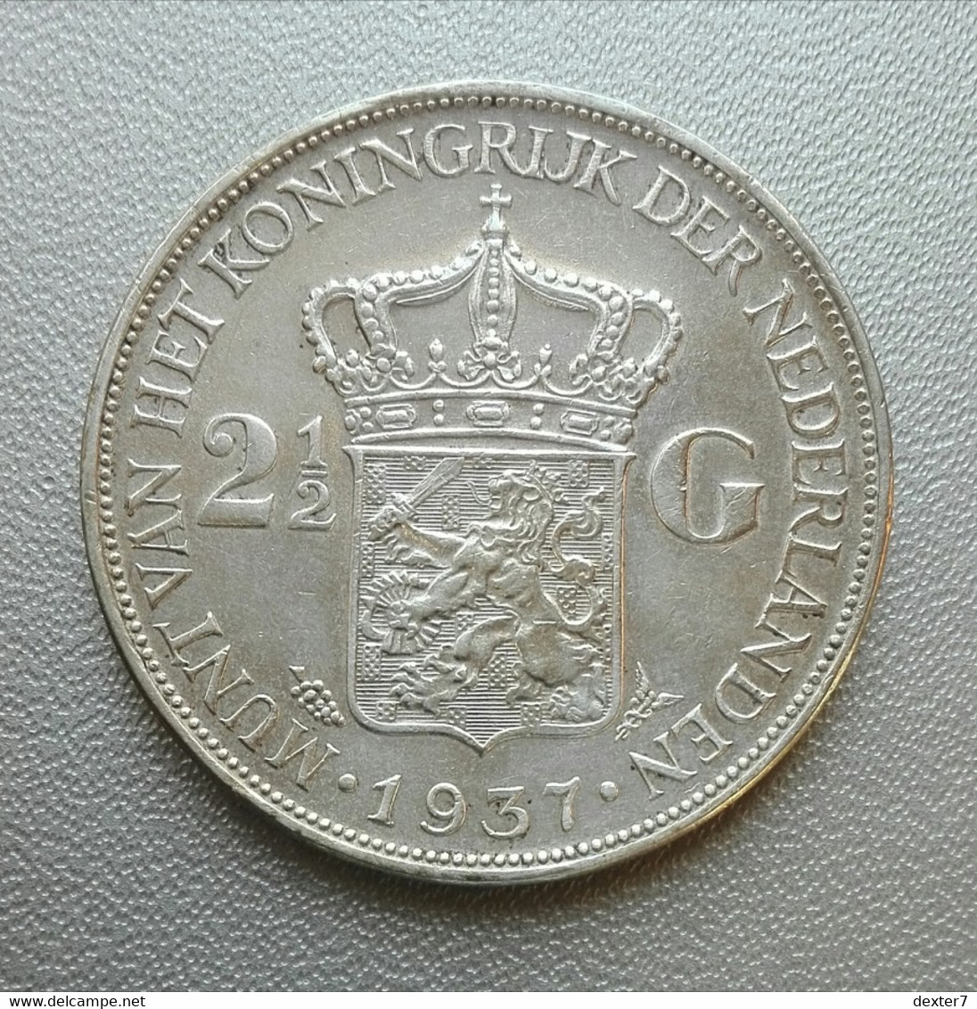 Netherlands 1937 2 1/2 Gulden Half Wilhelmina Olanda Fiorino [2] - 2 1/2 Gulden