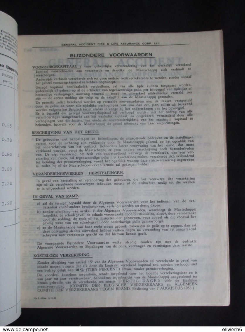 VP ASSURANCE 01/11/1955 (V2030) GENERAL Accident Fire & Life ASSURANCE CORPORATION (2 Vues) ANTWERPEN Meir 14 - Banco & Caja De Ahorros