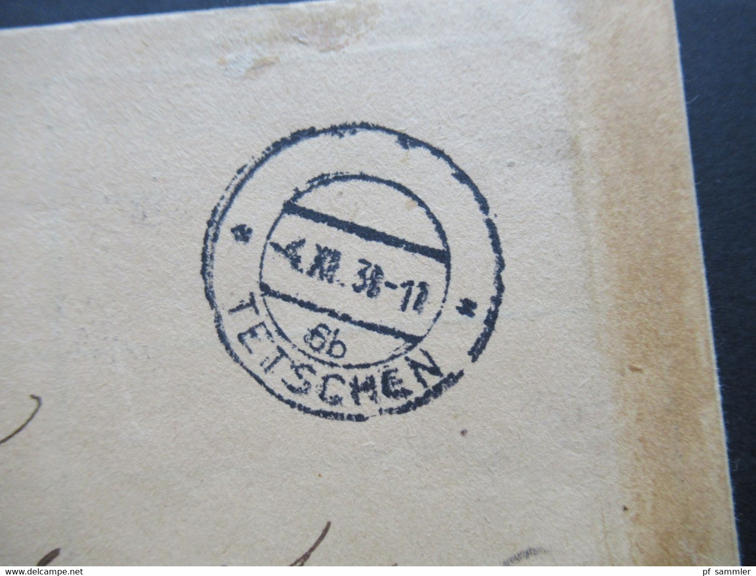 DR Sudetenland 4.11.1938 Postsache Stempel L1 Postamt Tetschen A.d. Elbe Und Aptierter Stempel Tetschen - Région Des Sudètes