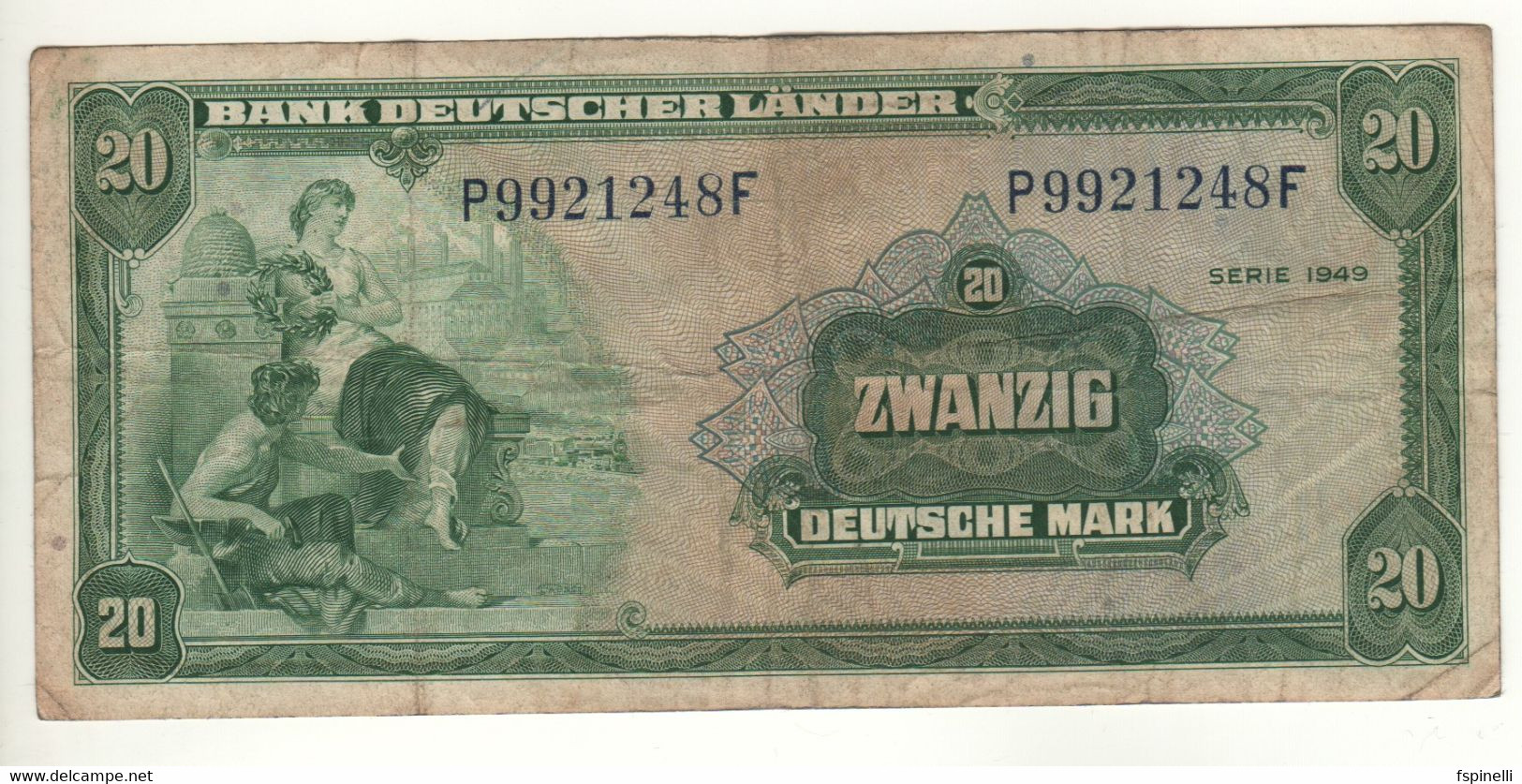 GERMANY  20 Deutche Marks   P17a   ( Dated 1949   Bank Deutscher Länder ) - 20 Deutsche Mark