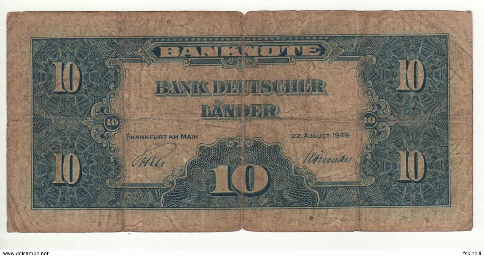 GERMANY  10 Deutche Marks   P16a   ( Dated 1949   Bank Deutscher Länder ) - 10 Deutsche Mark