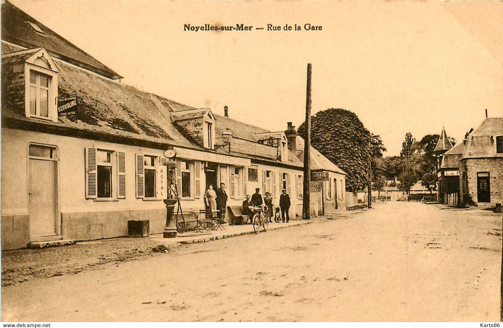 Noyelle Sur Mer * La Rue De La Gare * Hôtel Des Voyageurs * Pompe à Essence - Noyelles-sur-Mer