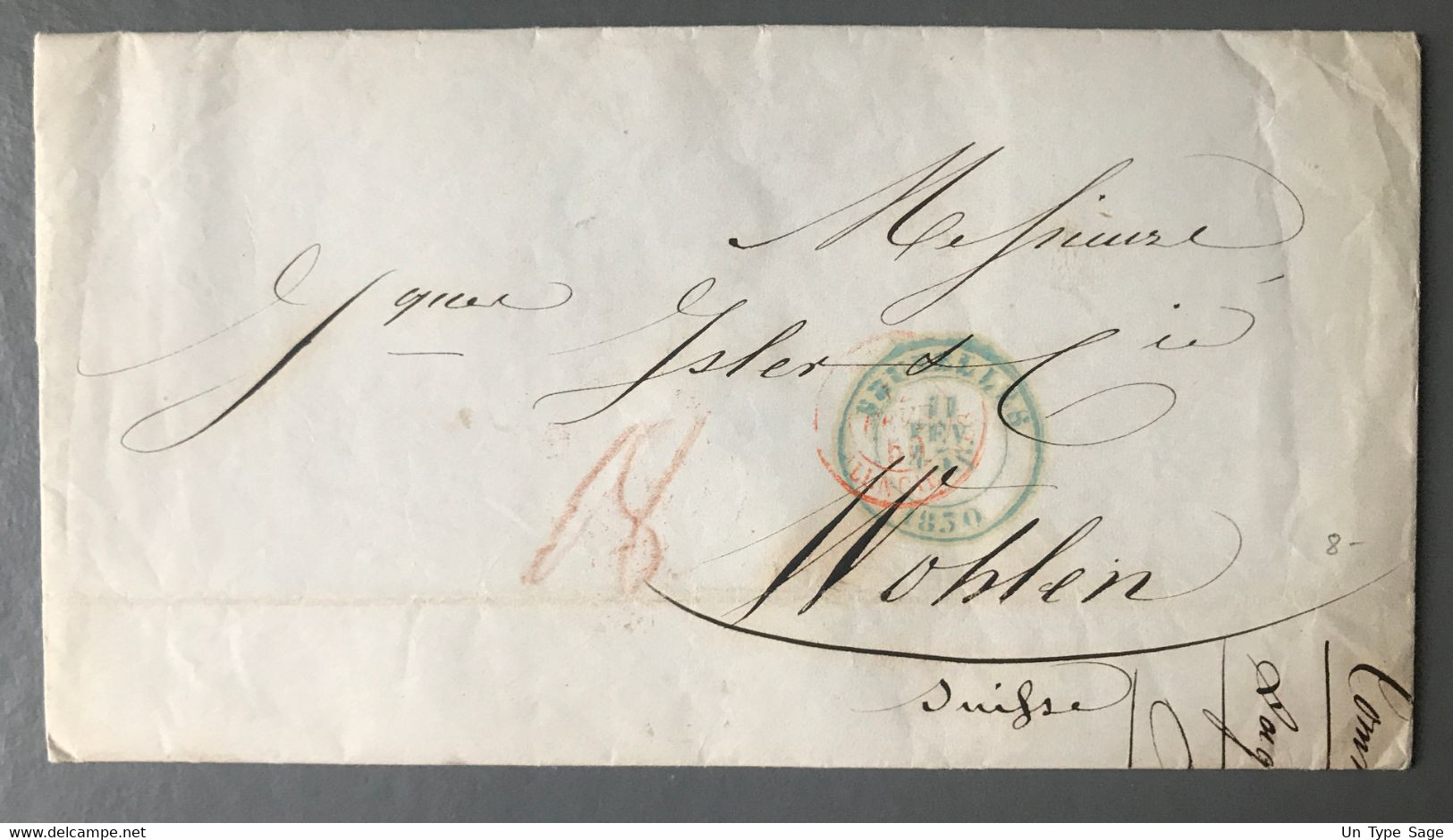 Belgique 1850, Enveloppe De Bruxelles Pour La Suisse, Taxe 18 - (B3705) - Altri & Non Classificati