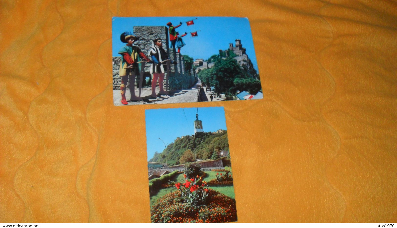 LOT 2 CARTES POSTALES DE 1963 OU 1968 ?../ SAN MARINO..A CURA E.G.T..../ SCALETTE CITTA...CACHETS + TIMBRES - Cartas & Documentos