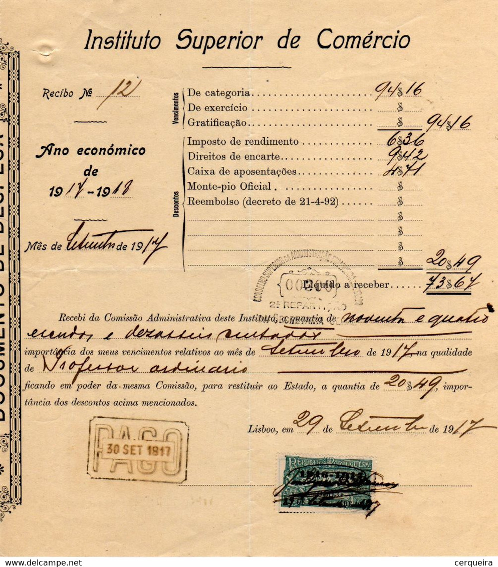 INSTITUTO SUPERIOR  DE COMERCIO-1 - Cartas & Documentos