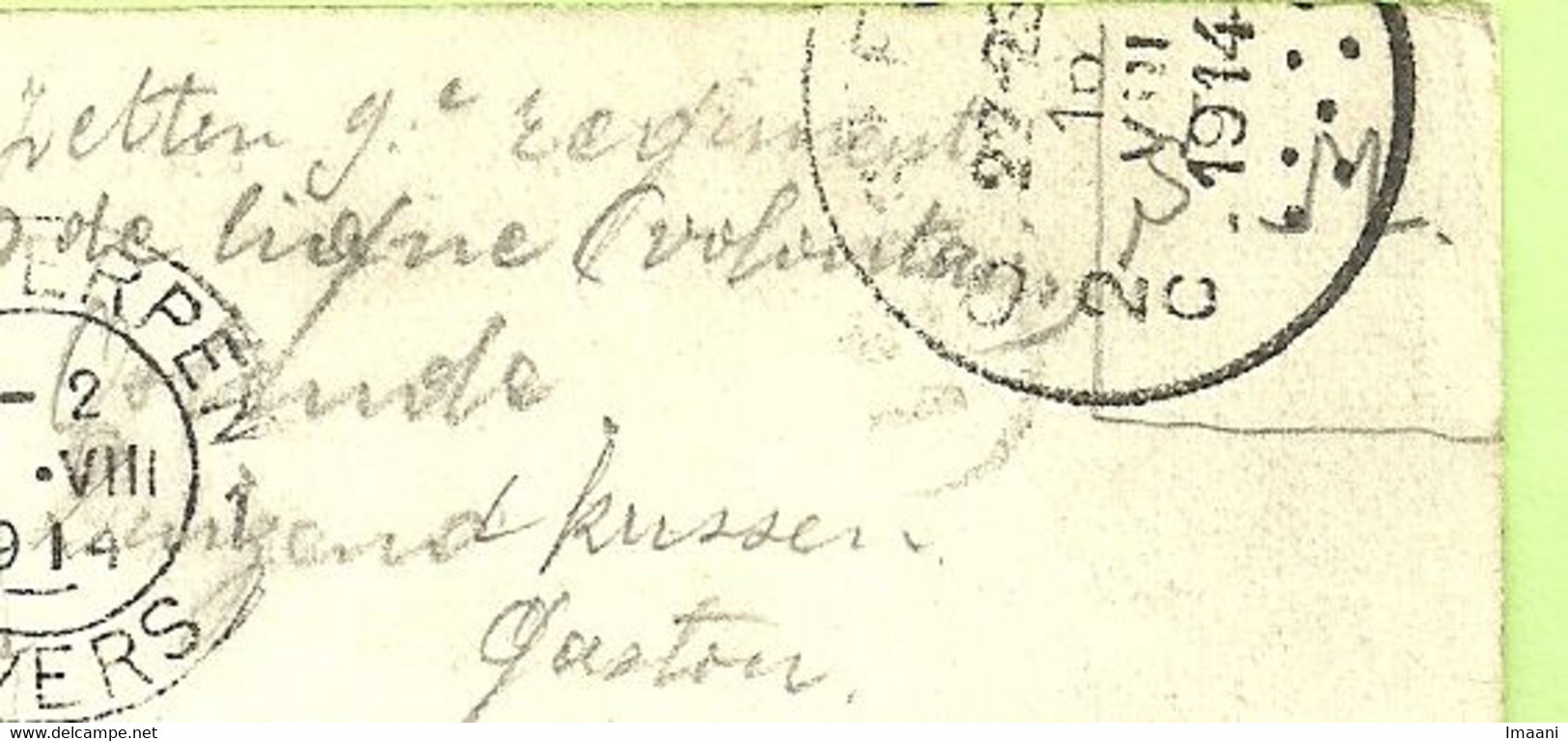 Kaart Stempel OOSTENDE Op 16/8/1914 Naar ANTWERPEN Op 19/8/14 (Offensief W.O.I)  (2431) - Not Occupied Zone