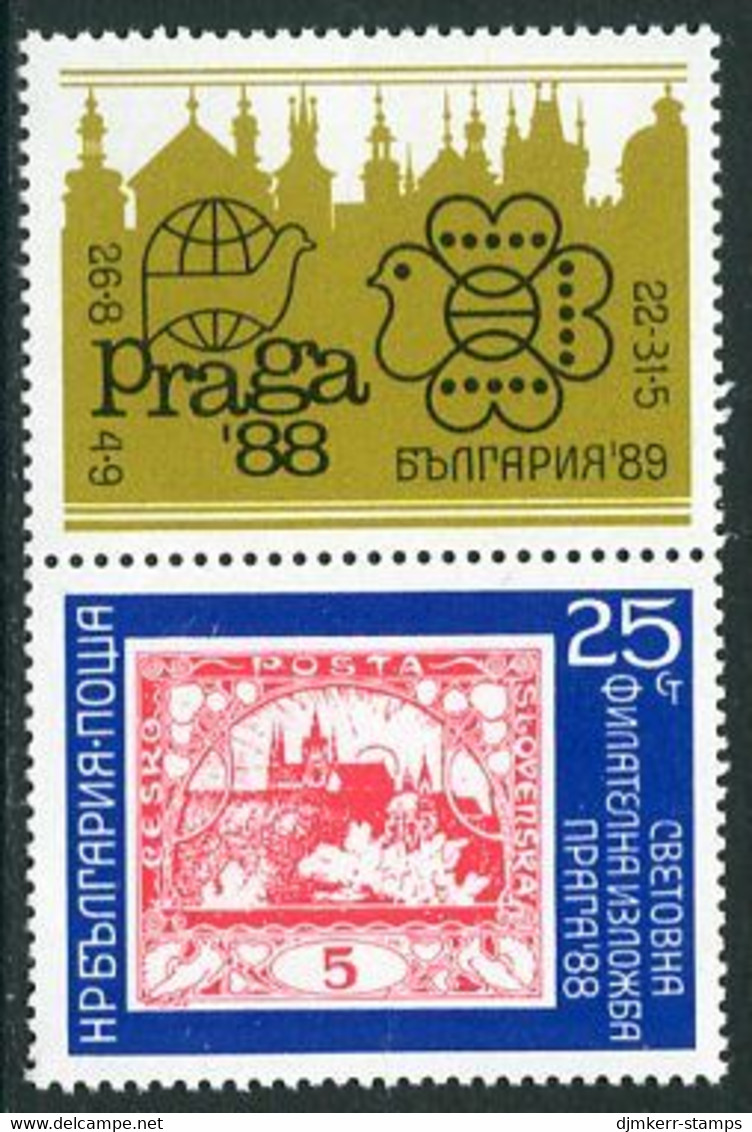 BULGARIA 1988 PRAGA '88 Exhibition MNH / **.  Michel 3696 Zf - Neufs