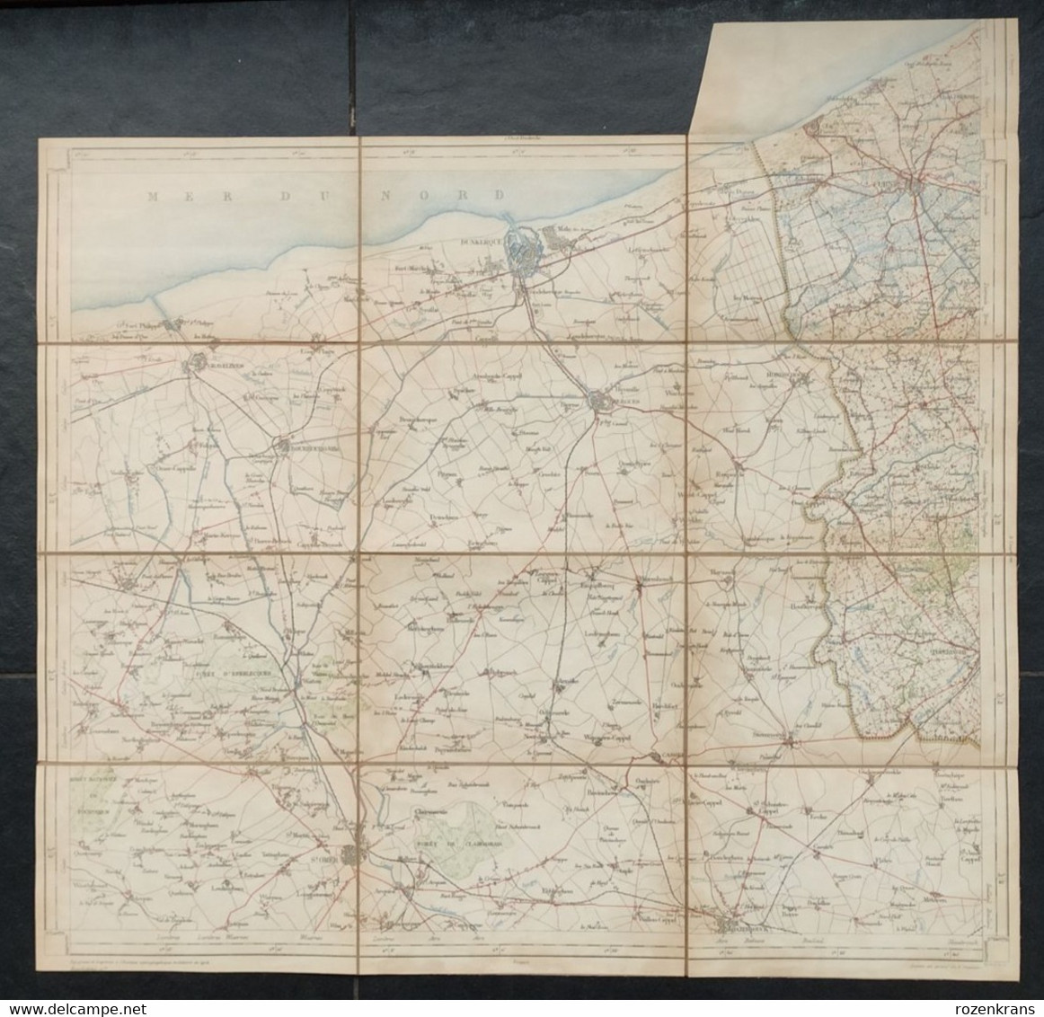 Topografische Militaire Kaart 1912 STAFKAART Veurne Dunkerque De Panne Koksijde Oostduinkerke Sint-Idesbald Poperinge - Mapas Topográficas