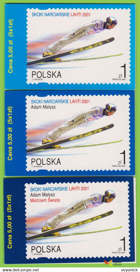 Voyo POLAND 2001 Set Of 3 Booklets Adam Malysz - Lahti (**)  MINT Mi#3878-3780 - Booklets