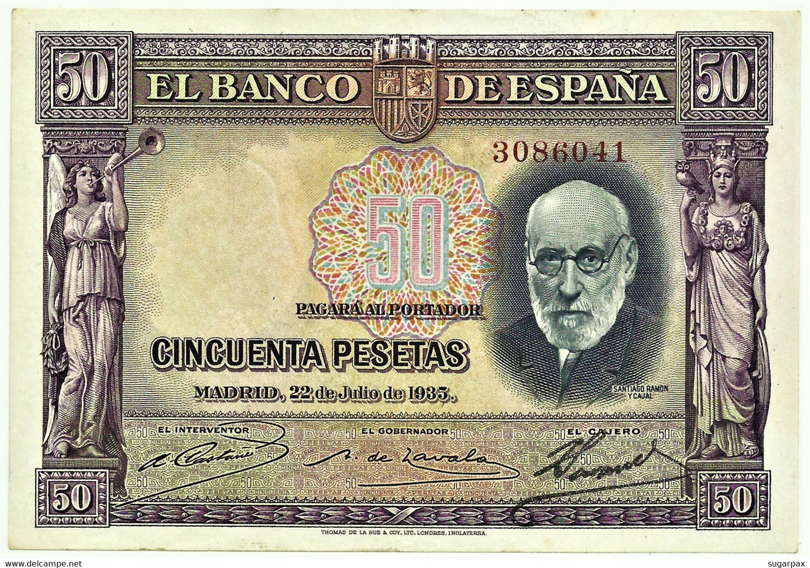 ESPAÑA - 50 Pesetas - 22.07.1935 - Pick 88 - Santiago Ramon Y Cajal - II Republica - 50 Pesetas