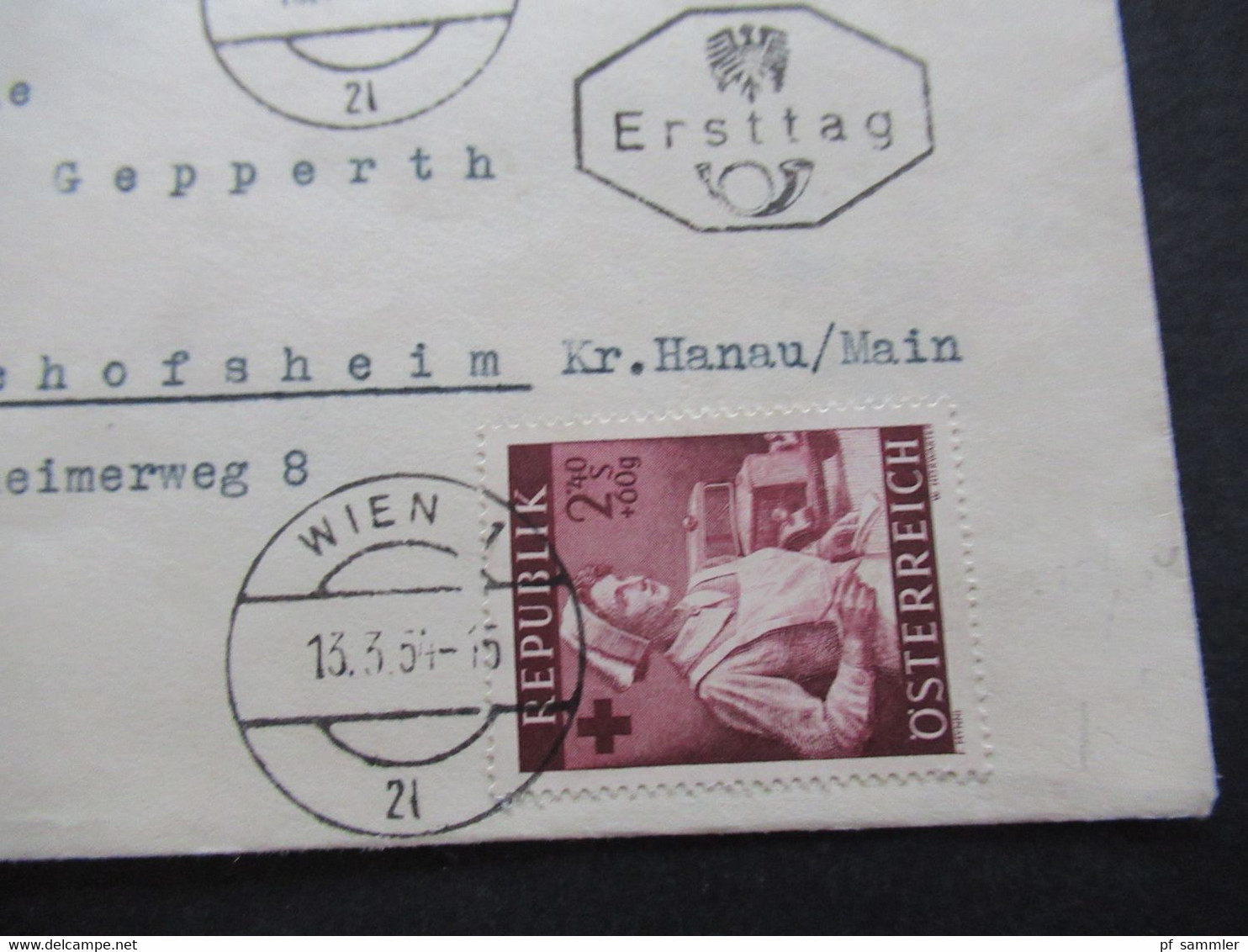 1954 Gesundheitsfürsorge Nr. 999 / 1004 Satzbrief FDC Ersttag Echt Gelaufen Wien 1 - Bischofsheim Kreis Hanau - Lettres & Documents