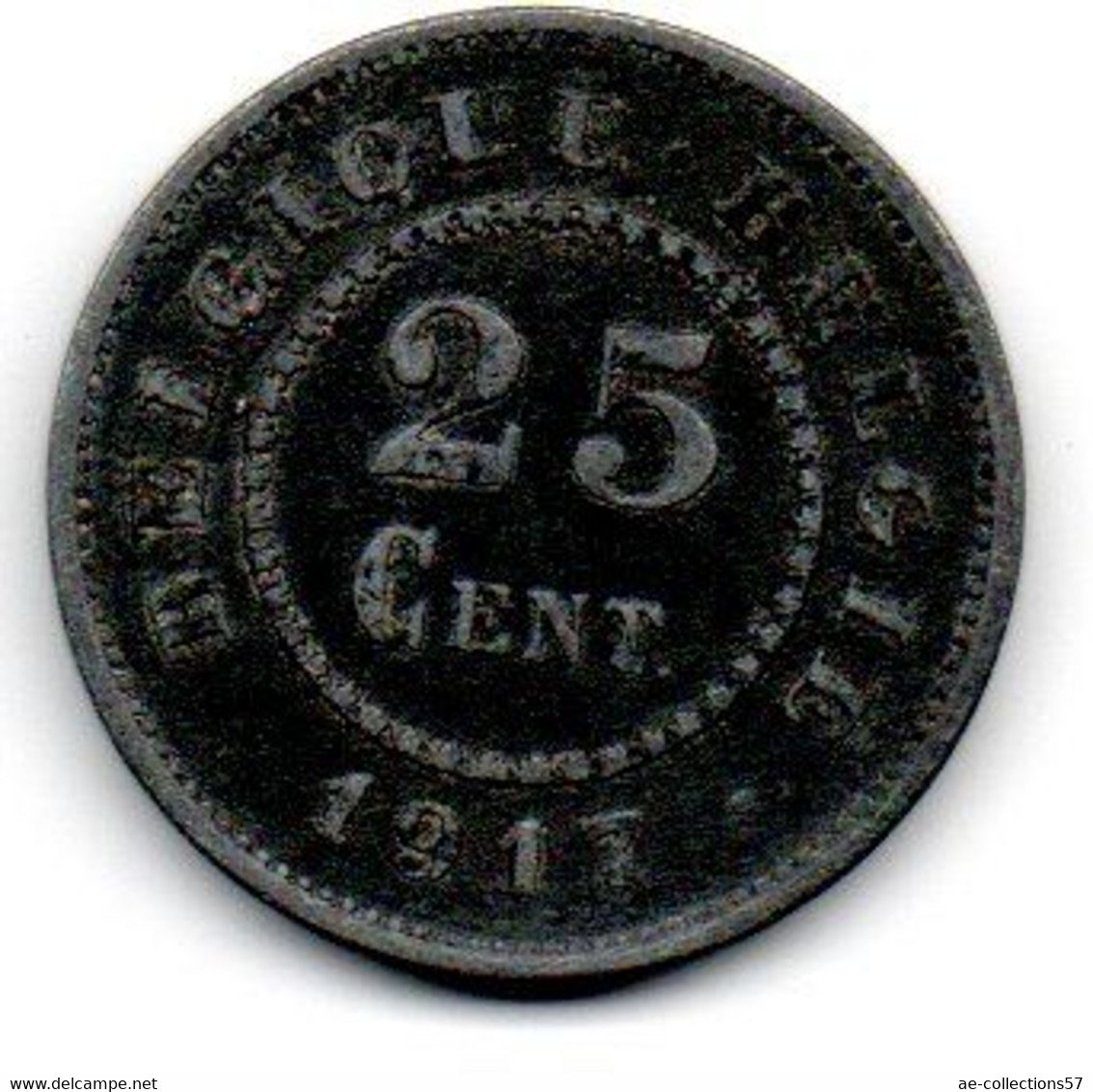 Belgique -  25 Centimes 1917 - TTB - 25 Cent