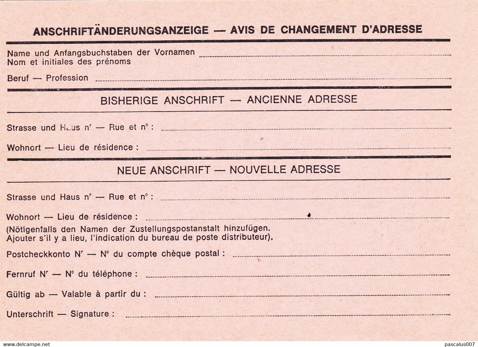 B01-290 AP - Entier Postal - Changement D'adresse N° 19 AF - Bericht Van Adresverandering - Avis Changement Adresse