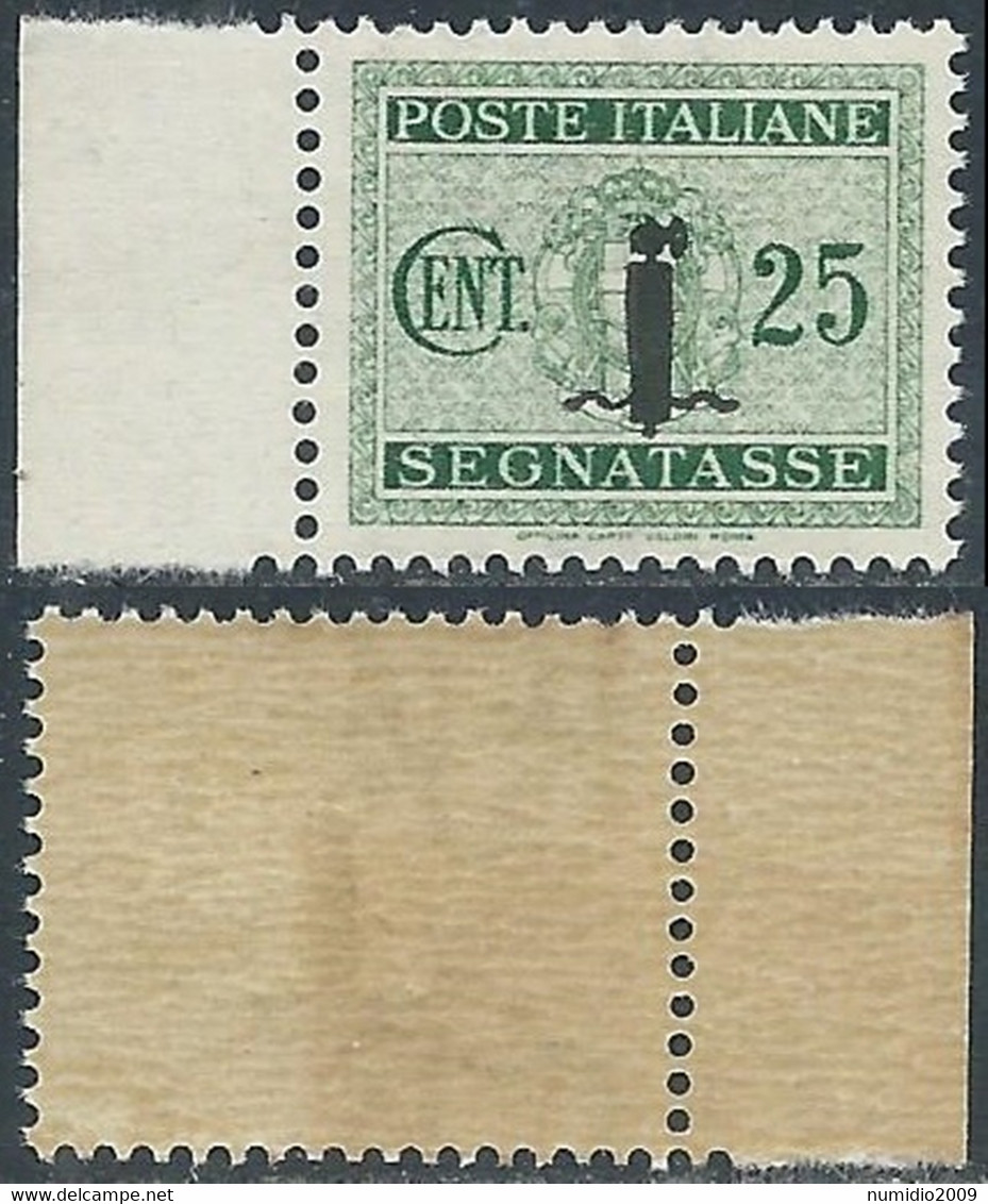 1944 RSI SEGNATASSE 25 CENT GOMMA BICOLORE NO LINGUELLA - RDB3-4 - Taxe