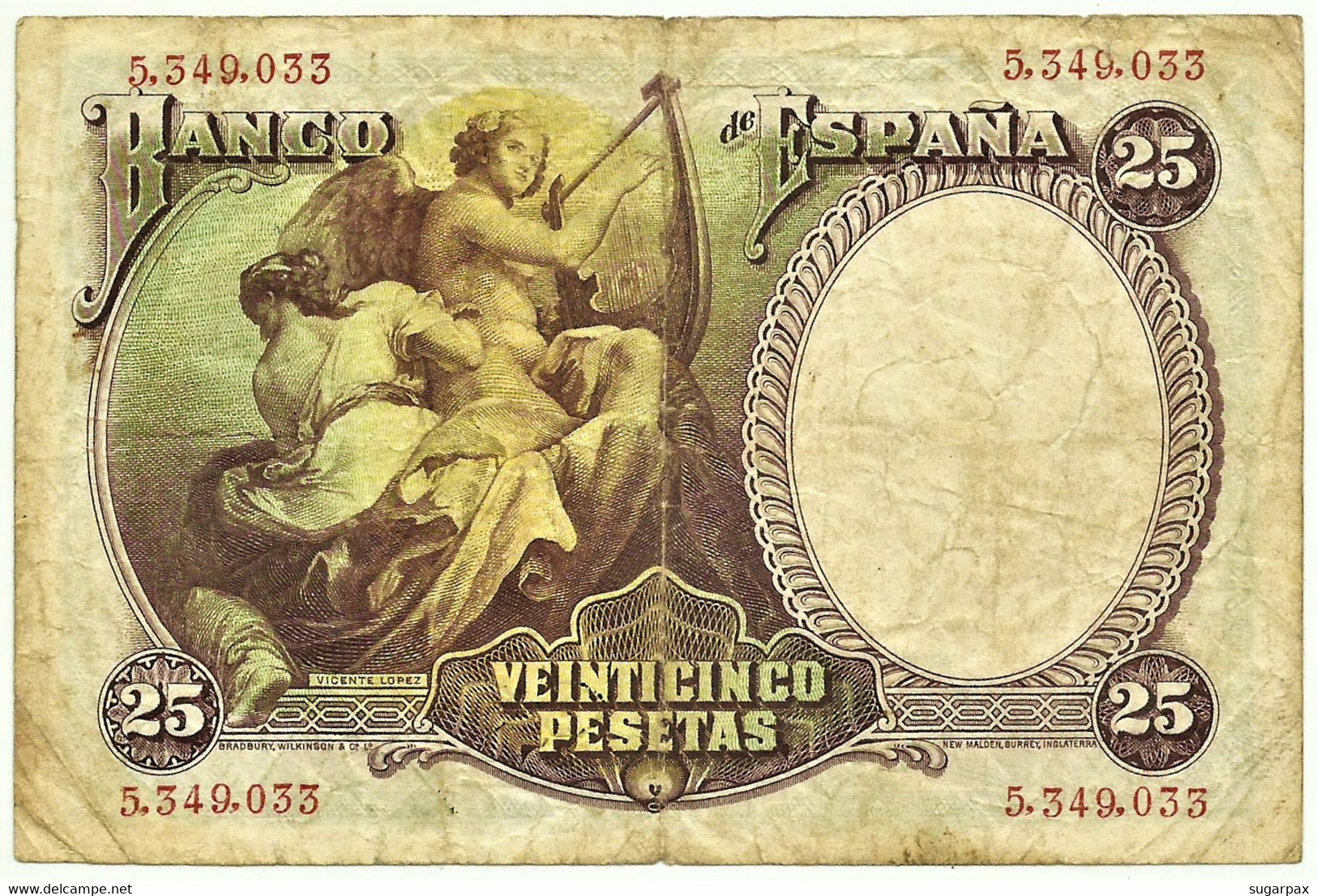 ESPAÑA - 25 Pesetas - 25.04.1931 - Pick 81 - Vicente Lopez - II Republica - 25 Pesetas