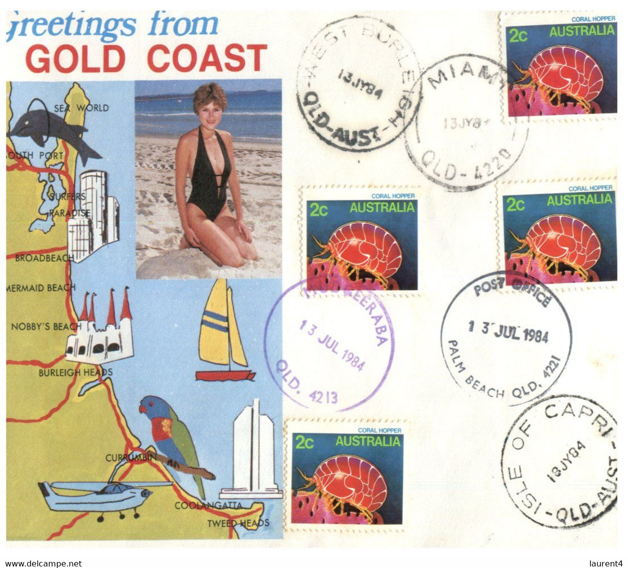 (FF 24) Australia - Greetings From Gold Coast (2 Covers 1980's) - Sonstige & Ohne Zuordnung