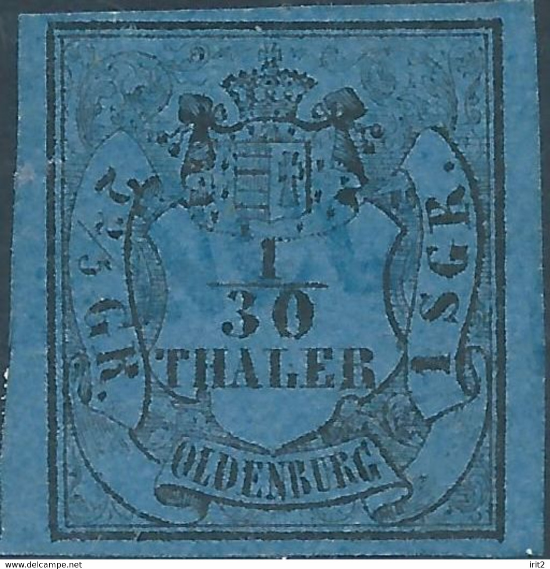 Germania Germany Deutschland,Oldenburg 1852 -1855 ,1/30th Black (Bluish Paper) Used - Oldenbourg