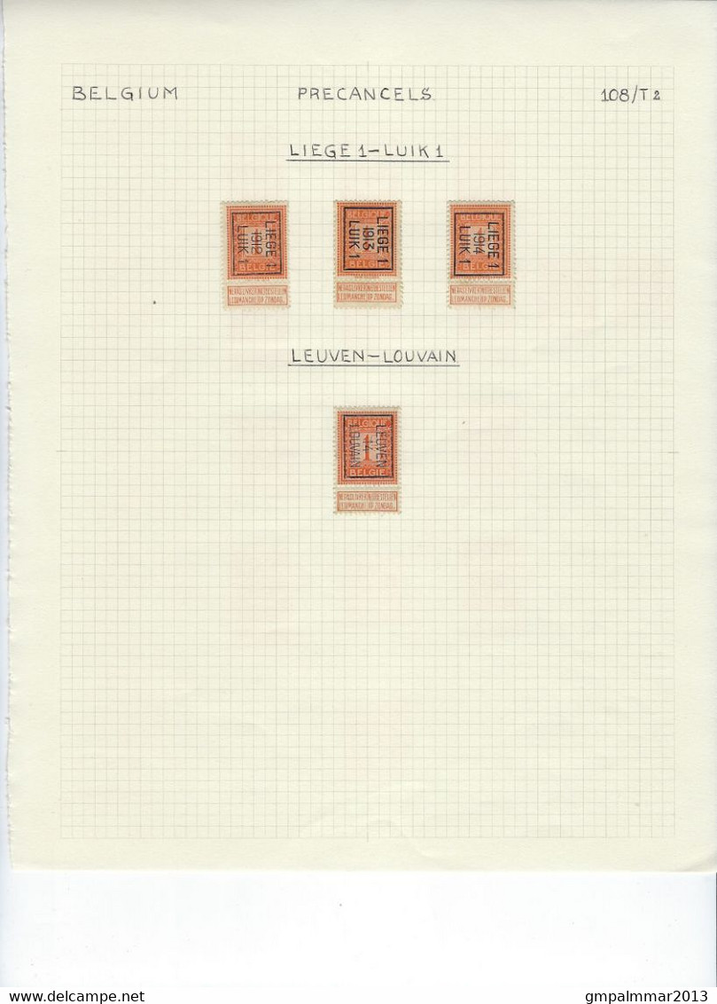 Lot TYPO Op PELLENS Cijfer - Leeuw ; Details Zie 3 Scans , ZELDZAME Aanbieding ! LOT 355 - Typo Precancels 1912-14 (Lion)