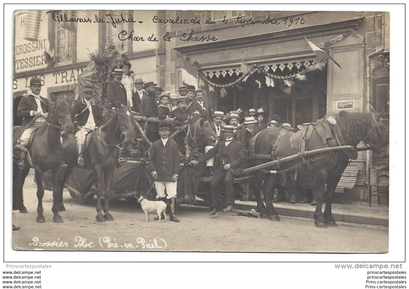 CPA 49 Carte Photo Villaines La Juhel Cavalcade Du 4 Septembre 1910 Char De Chasse - Villaines La Juhel