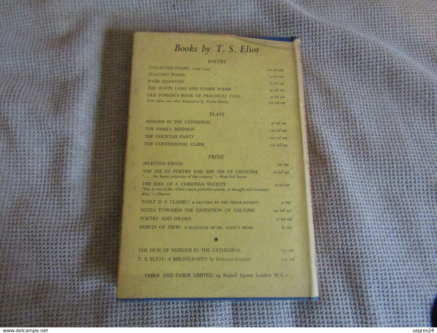T.S.Eliot - Collected Poems 1909 - 1935 - Faber & Faber - Hardcover - 1954 - 1950-Maintenant