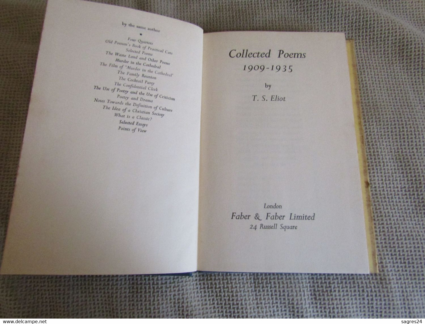 T.S.Eliot - Collected Poems 1909 - 1935 - Faber & Faber - Hardcover - 1954 - 1950-Now