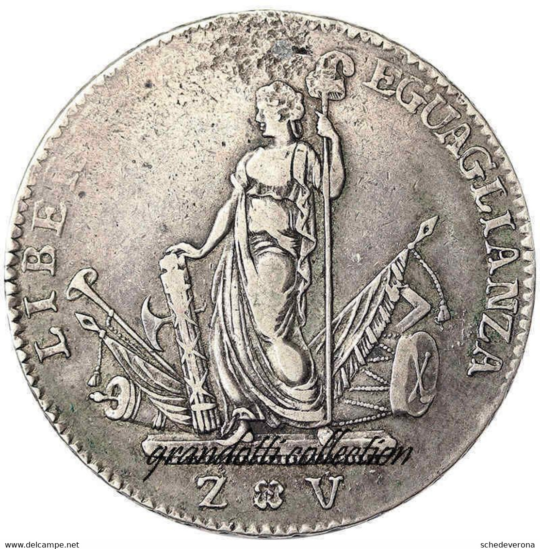 VENEZIA 10 LIRE 1797 GOVERNO PROVVISORIO RARA MONETA ARGENTO 2 TIPO - Venise