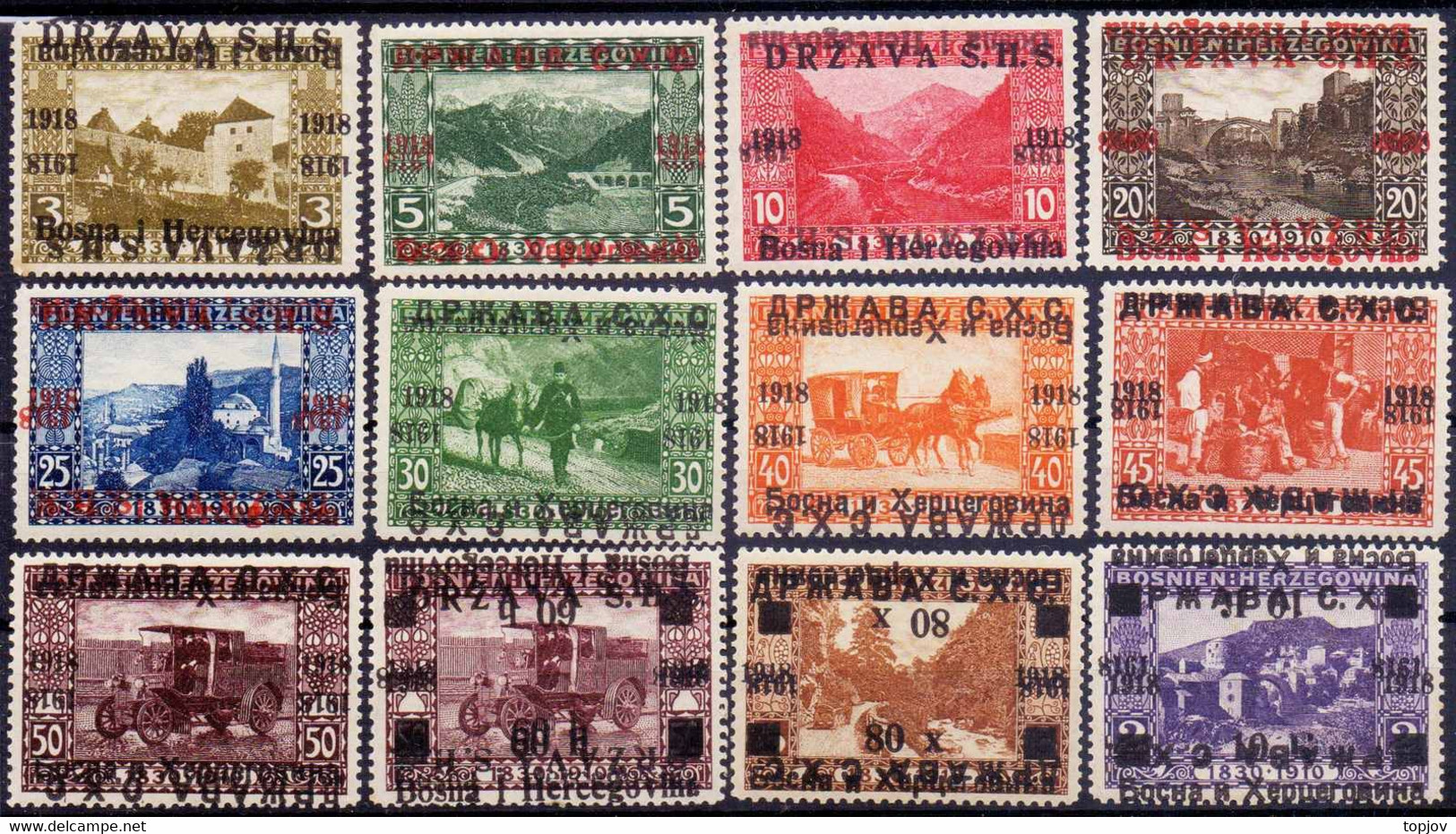 YUGOSLAVIA - SHS BOSNIA - ERROR  OVPT. TETE-BECHE  LOT - Mi. 12 - **MNH - 1919 - RARE - Sonstige & Ohne Zuordnung