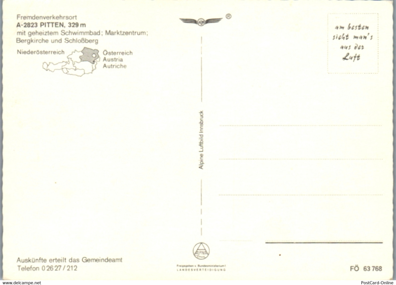 4615 - Niederösterreich - Pitten , Marktzentrum , Schloßberg Mit Burg Und Bergkirche - Nicht Gelaufen - Pitten