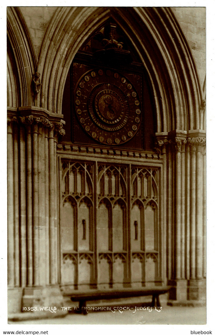 Ref 1453 - 1950 Judges Real Photo Postcard - The Astronomical Clock - Wells Cathedral - Wells