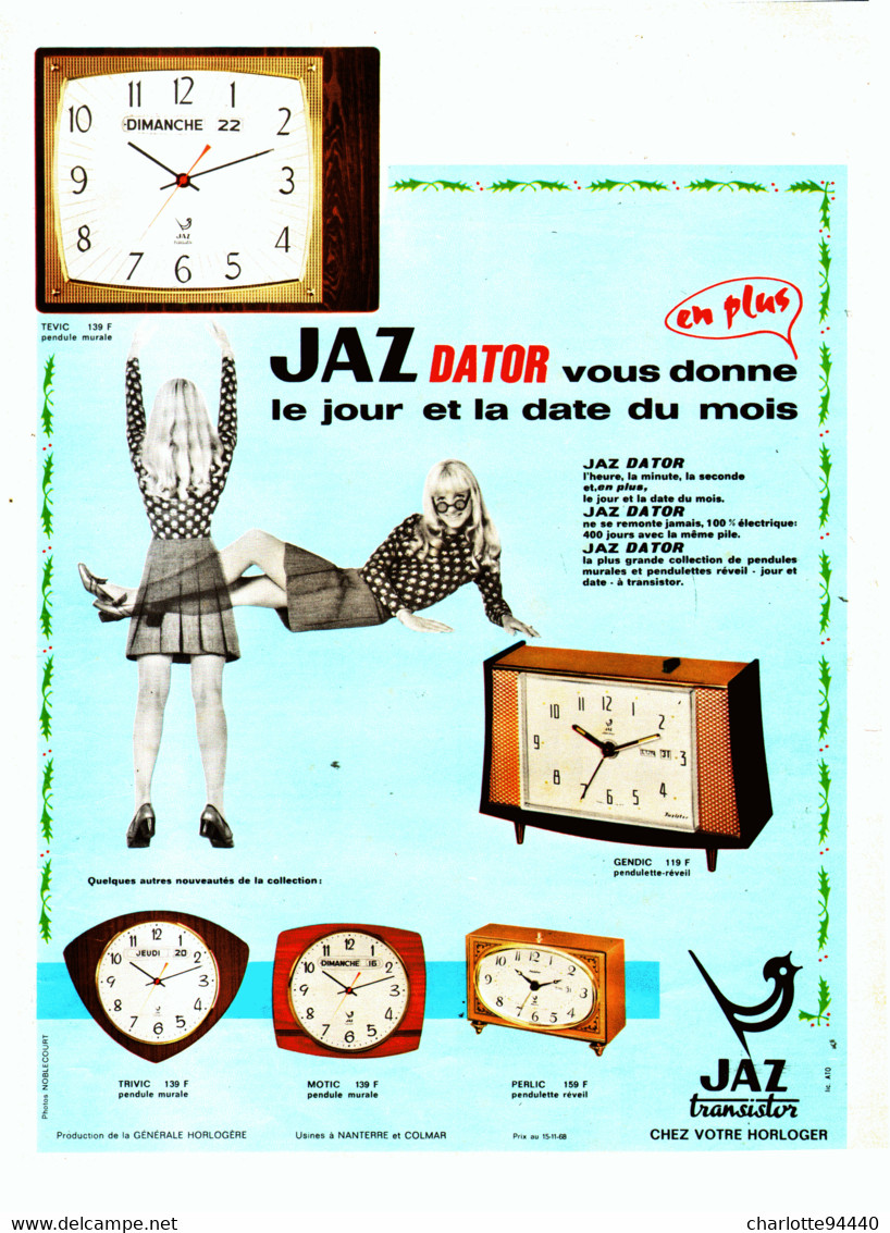 PUB REVEILS " JAZ DATOR  " De " JAZ " 1969 ( 25 ) - Wecker