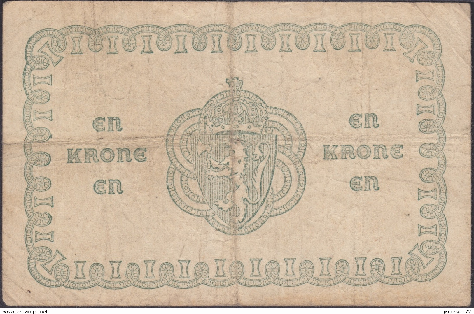 NORWAY - 1 Krone 1917 P# 13 Europe Banknote - Edelweiss Coins - Norway