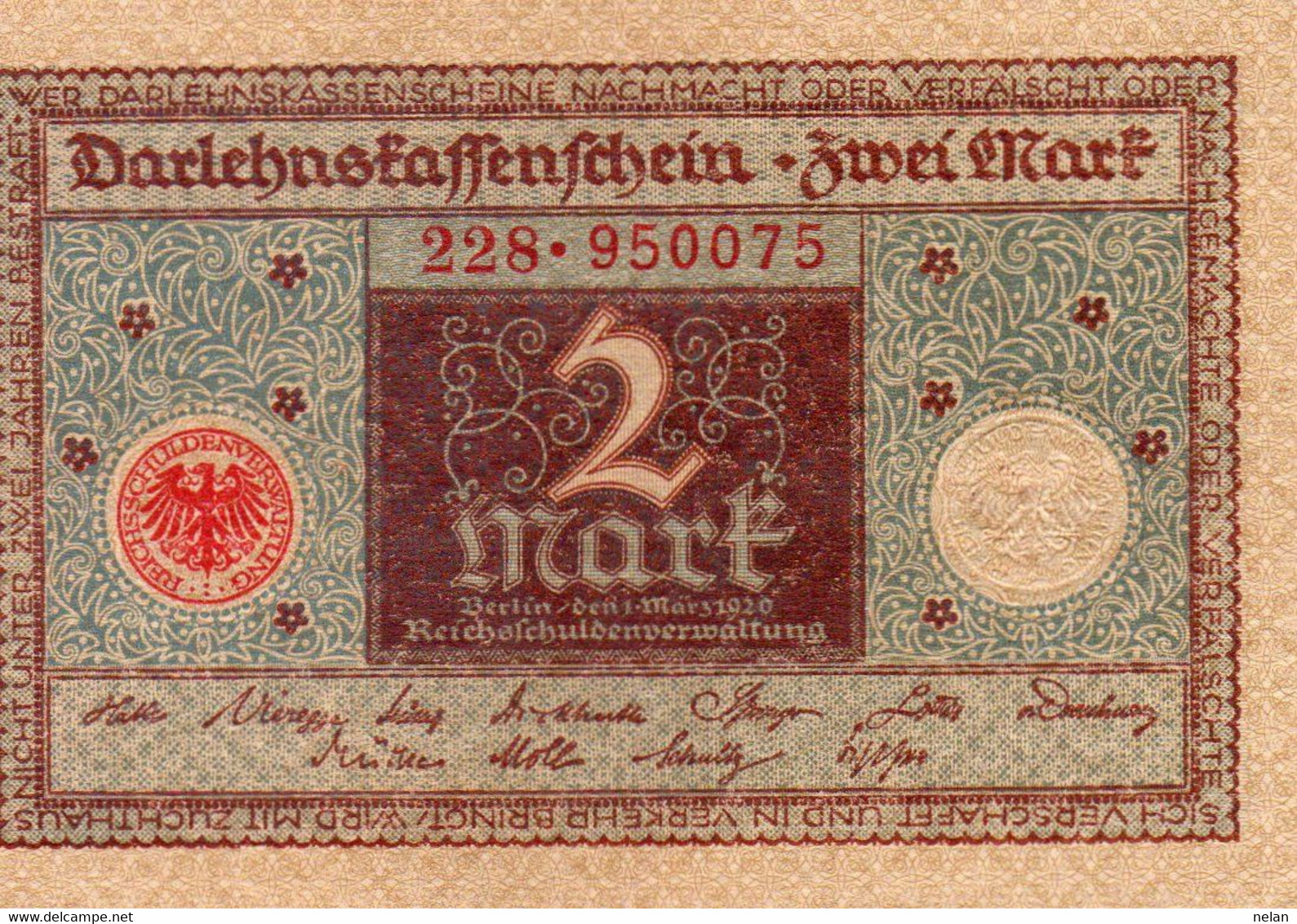 GERMANIA-2 MARK 1920 P-60  UNC - 1 Mark