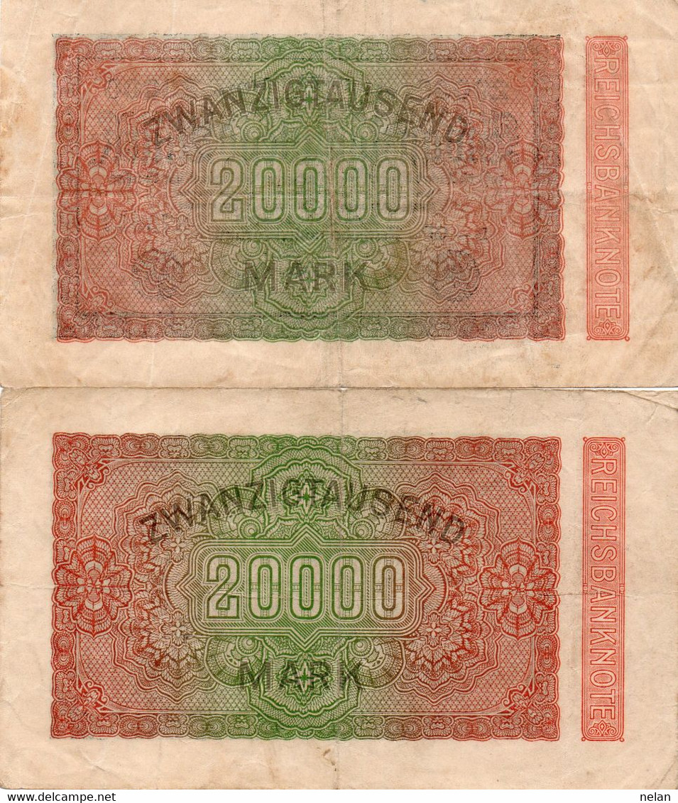 GERMANY- 20000 MARK 1923  P-85a/2---85b/2      Vf++xf - 20000 Mark