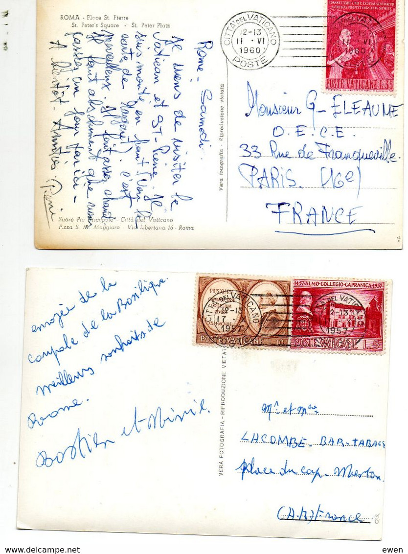 Poste Vaticane. Timbres N° 241 ,242 Et 300 Sur Cartes Postales Vers La France - Lettres & Documents