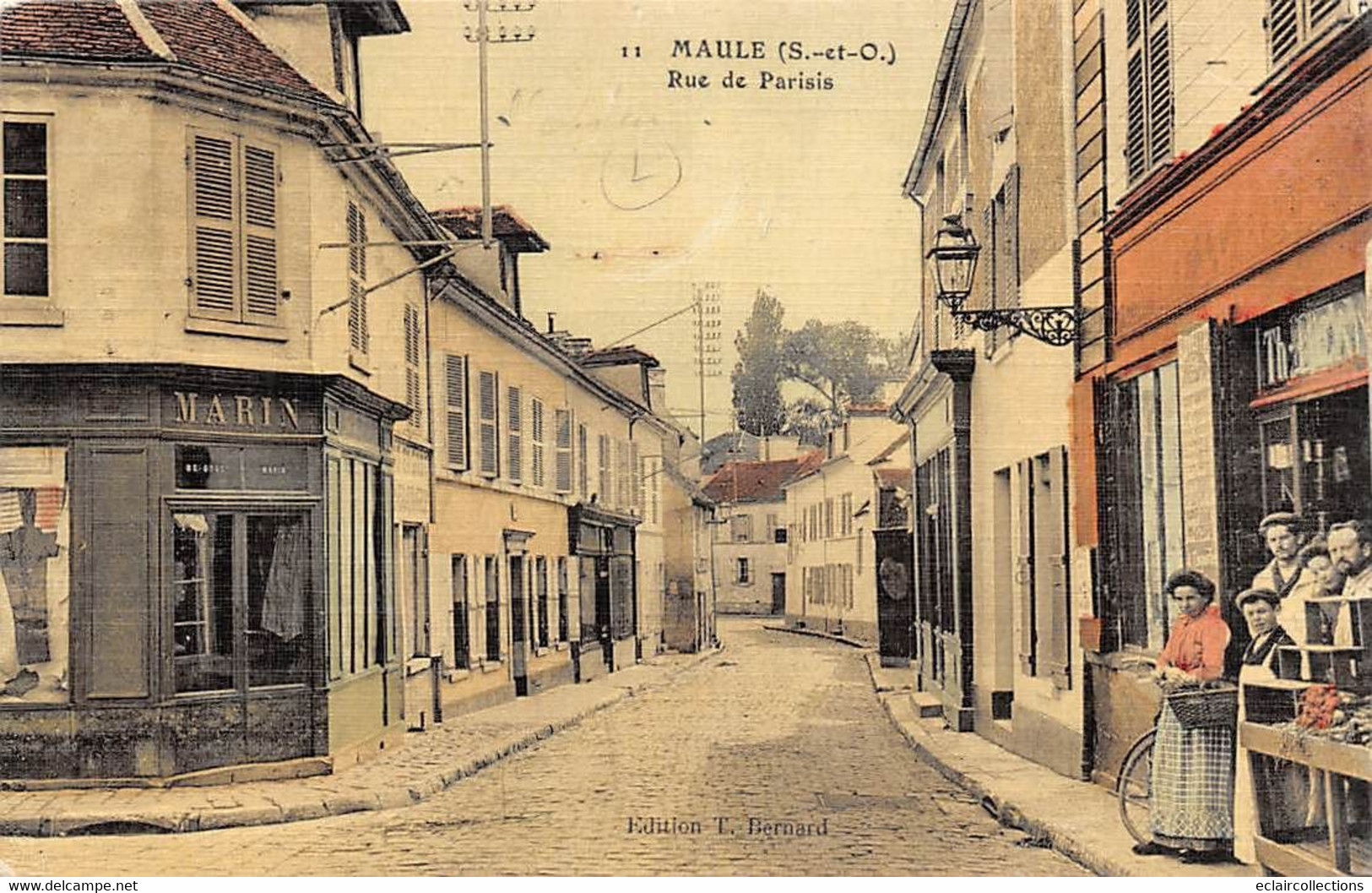 Maule           78          Rue De Paris.  Commerces. Colorisée Et Toilée         (voir Scan) - Maule