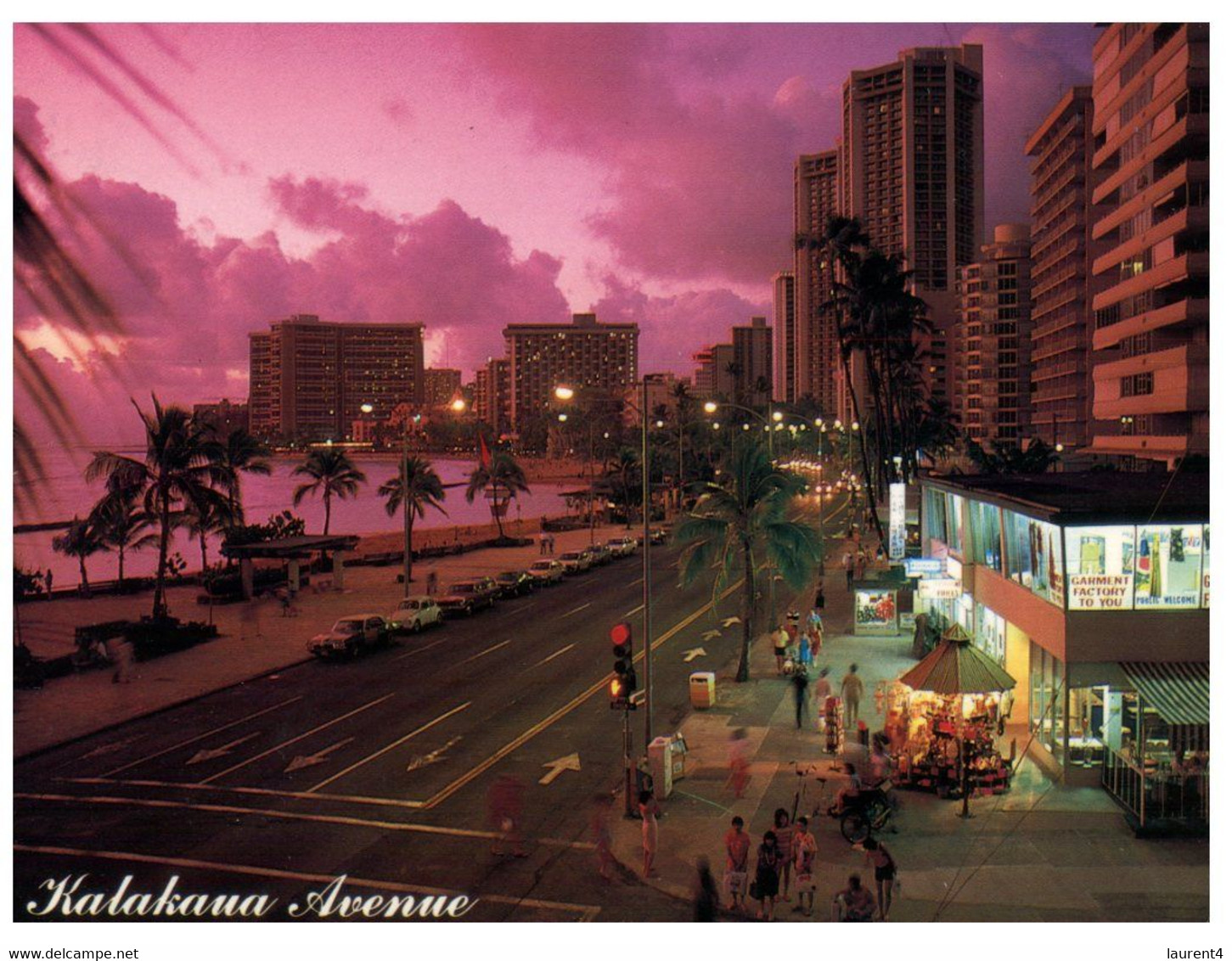 (GG 20) USA Hawaii - Posted To Australia In 1987) Sunset On Kalukaua Avenue - Hawaï