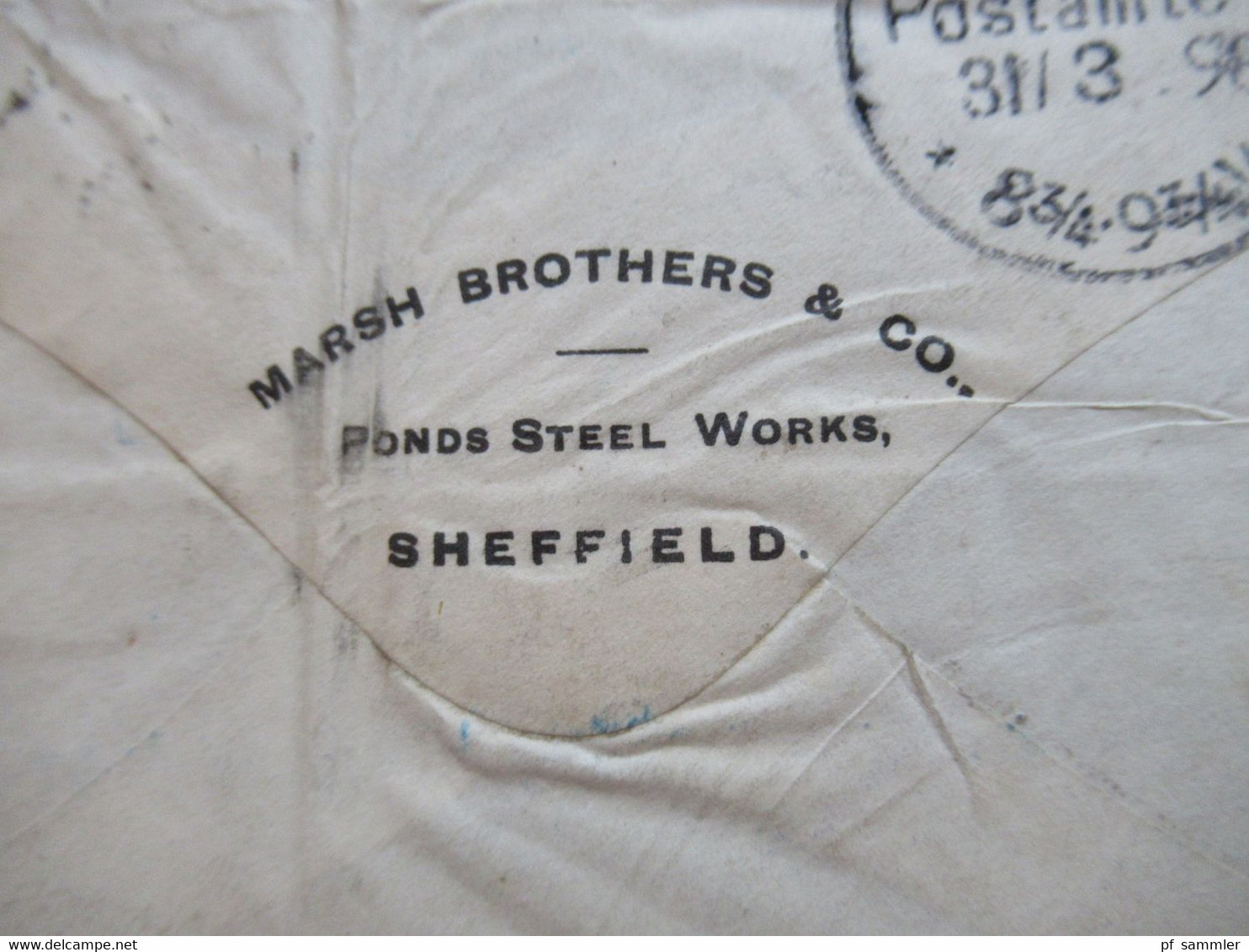 GB 1898 Michel Nr. 89 EF Stempel Sheffield Umschlag Marsh Brother & Co. Ponds Steel Works Sheffield - Non Classés