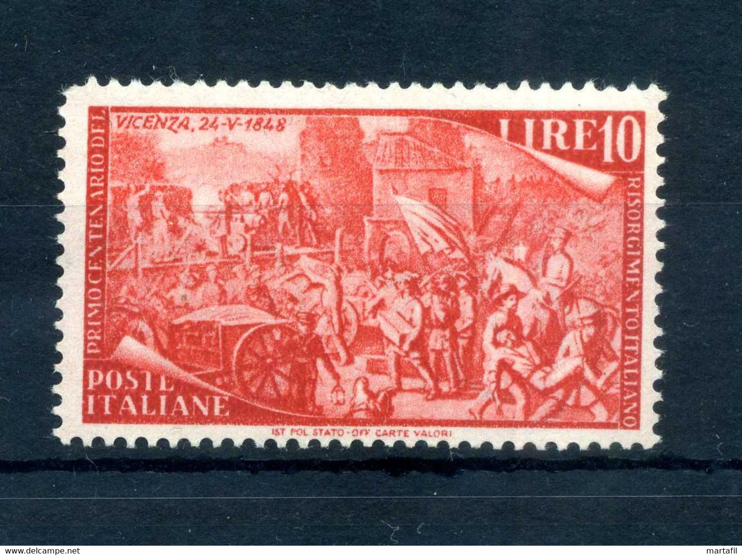 1948 REP. IT. Risorgimento N.585 10 Lire MNH ** - 1946-60: Ungebraucht