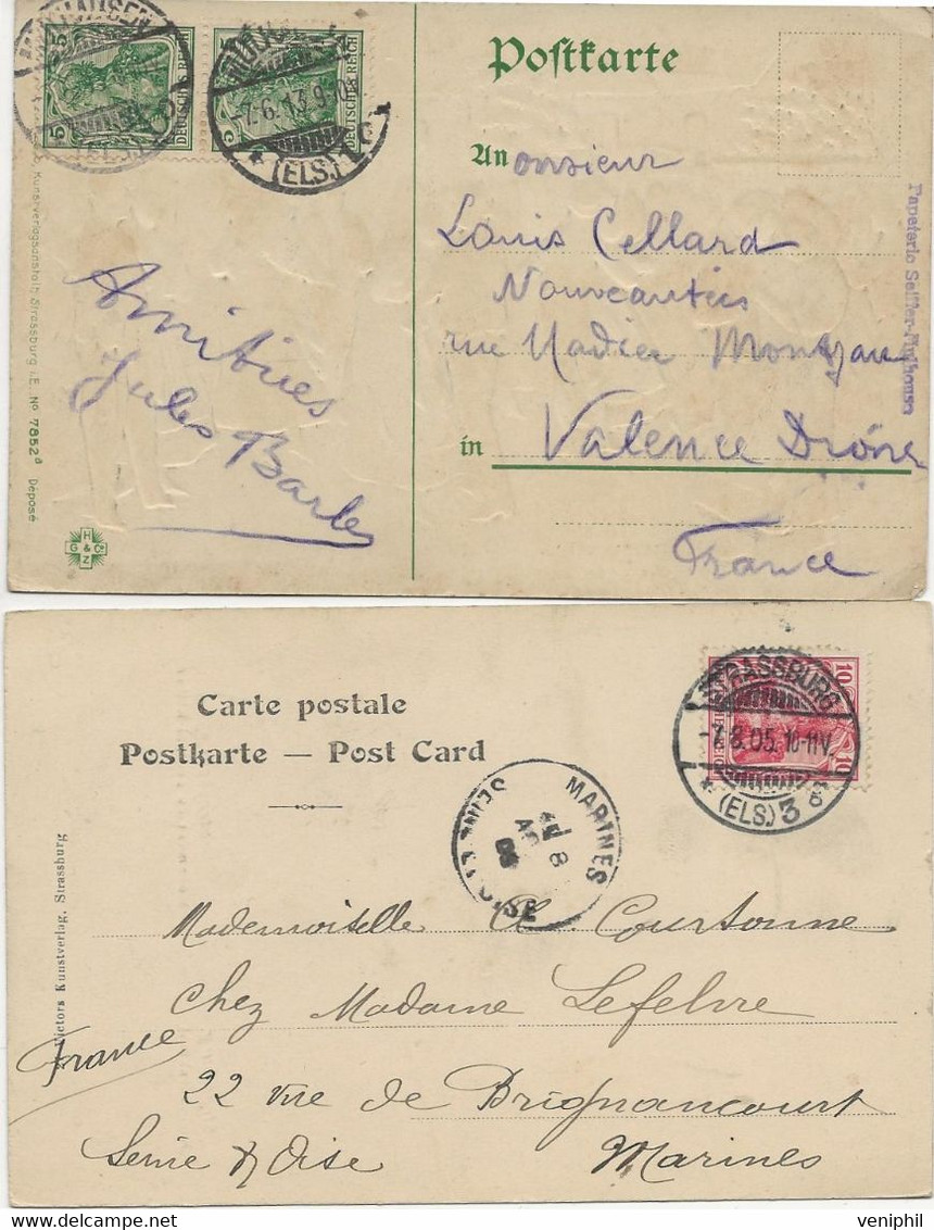 LOT DE 5 CARTES OBLITERATIONS MULHAUSEN - BARR -STRASBOURG -BARR -1905 A 1930 - Storia Postale