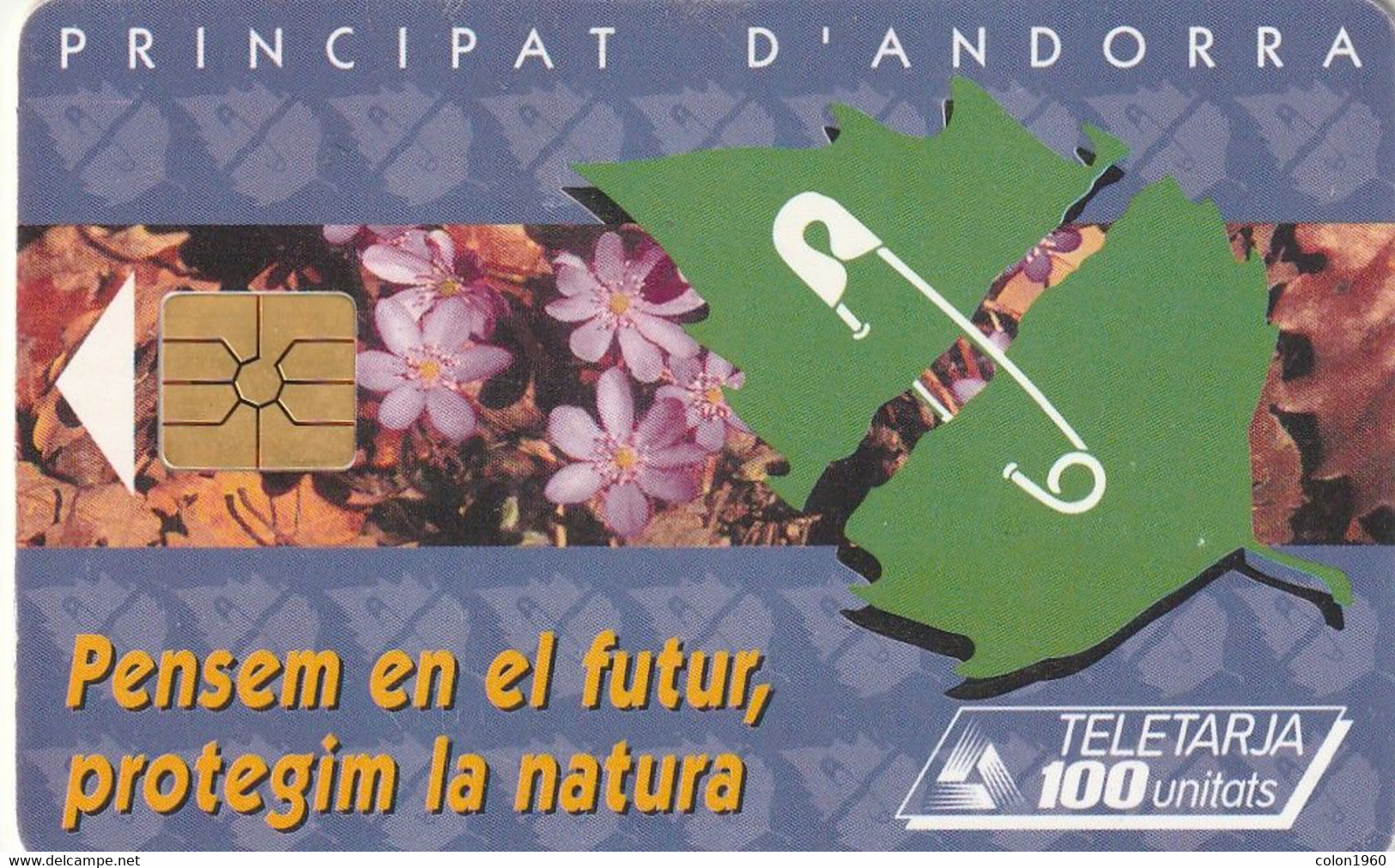 Andorra - ANDORRA. FLOWER. ADN - CONSERVACION DE LA NATURA. 1995-06. 8000  ex. AD-STA-0030. (010). CHIP RED.