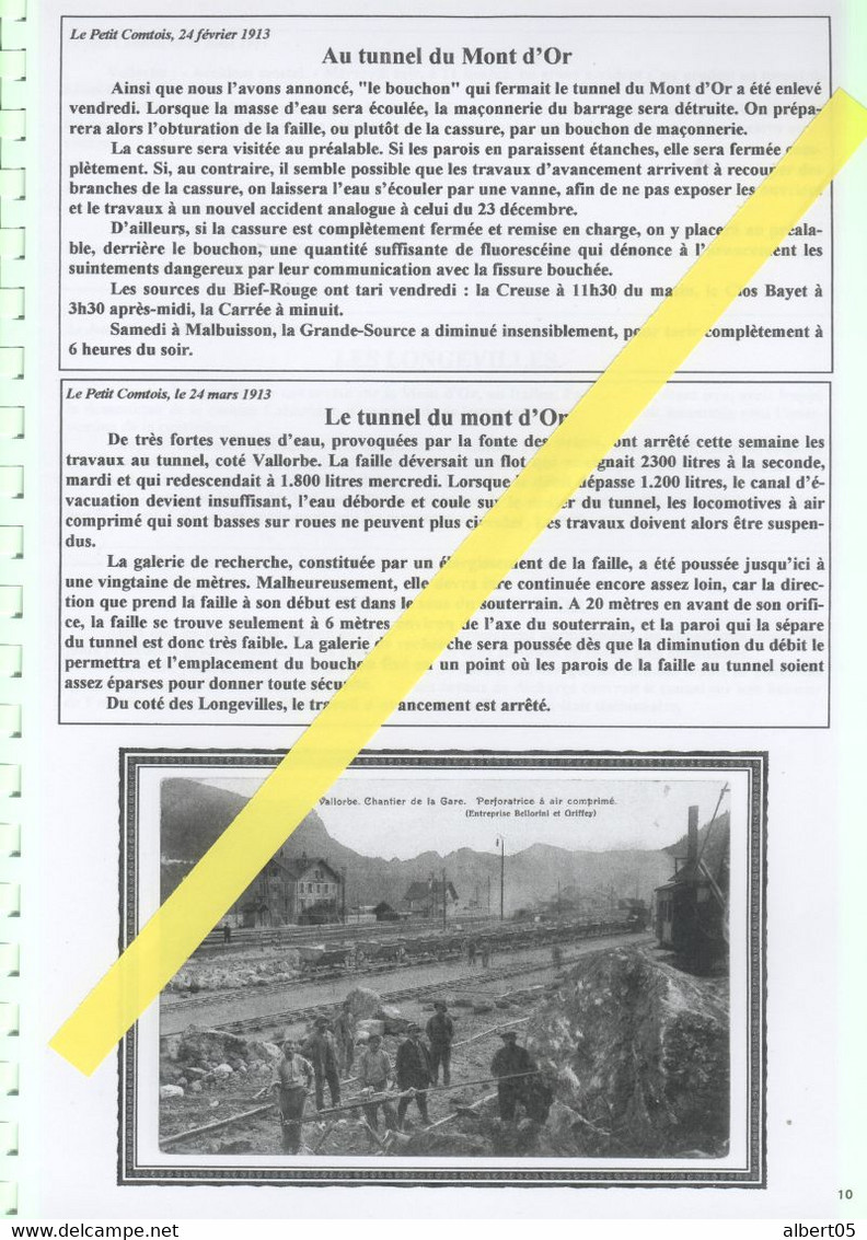 Fascicule N° 11 Ligne Frasne-Vallorbe - Histoires De Chantiers - Année 1913 - Kunstwerken