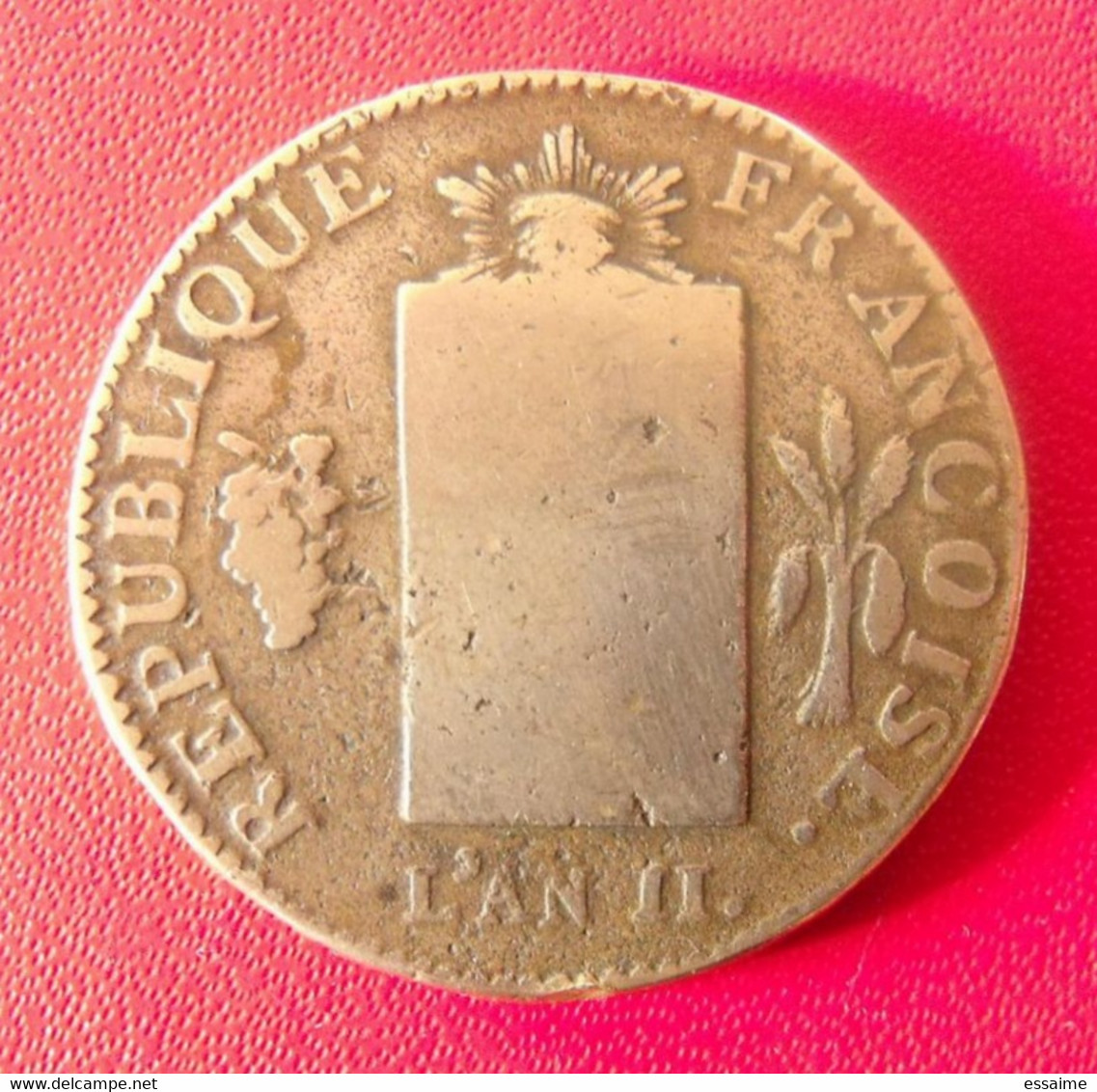 France République Françoise. Balances. 1 Sol. 1793 L'an II AA. Diam. 33 Mm - 1792-1804 Eerste Franse Republiek