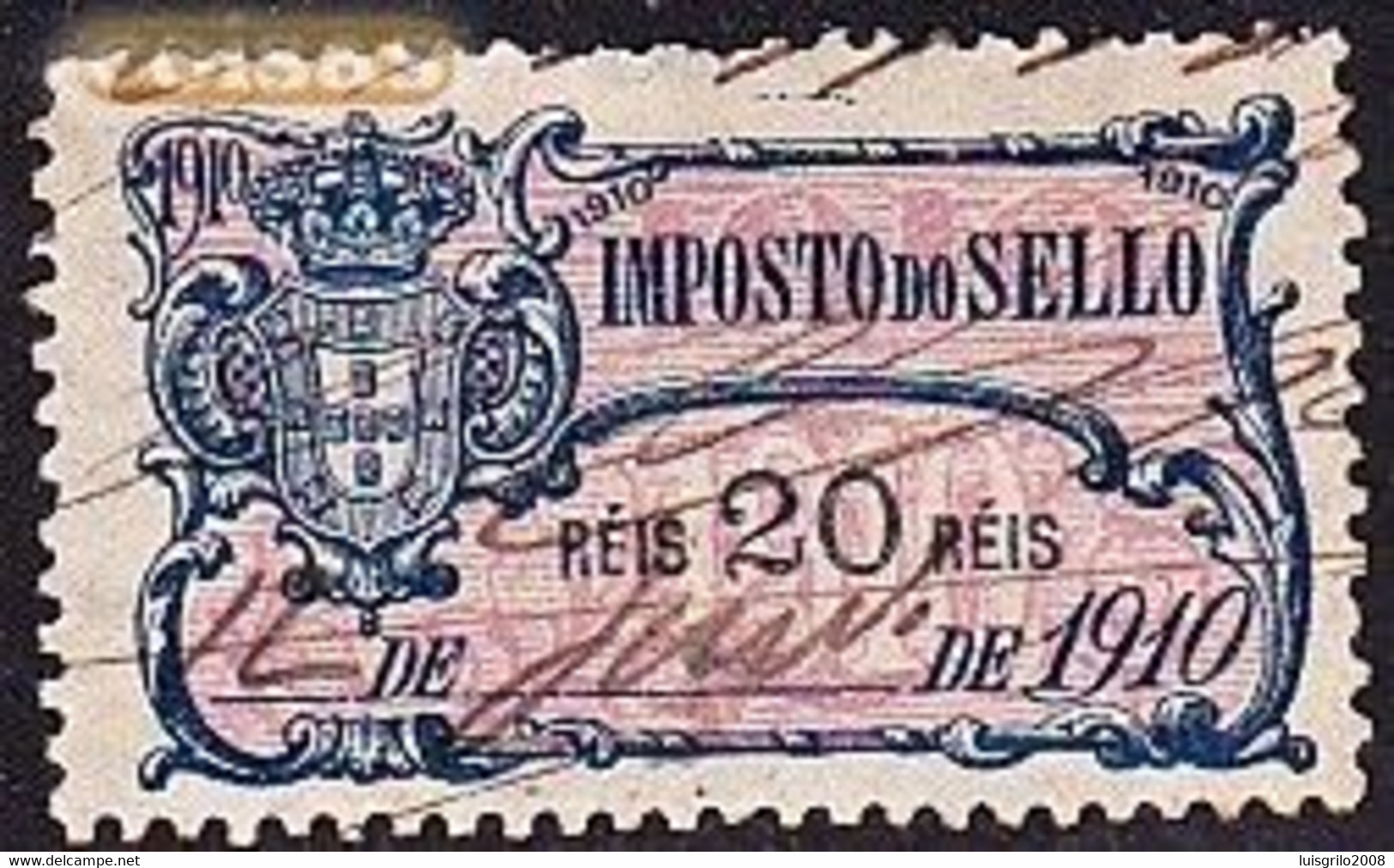 Fiscal/ Revenue, Portugal, 1910 - Imposto Do Sello / 20 Rs. - Used Stamps