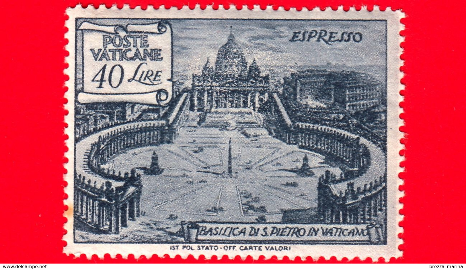 Nuovo - MNH - VATICANO - 1949 - Arcangelo Raffaele E Tobia - Colonnato Di San Pietro - Espresso - 40 - Exprès