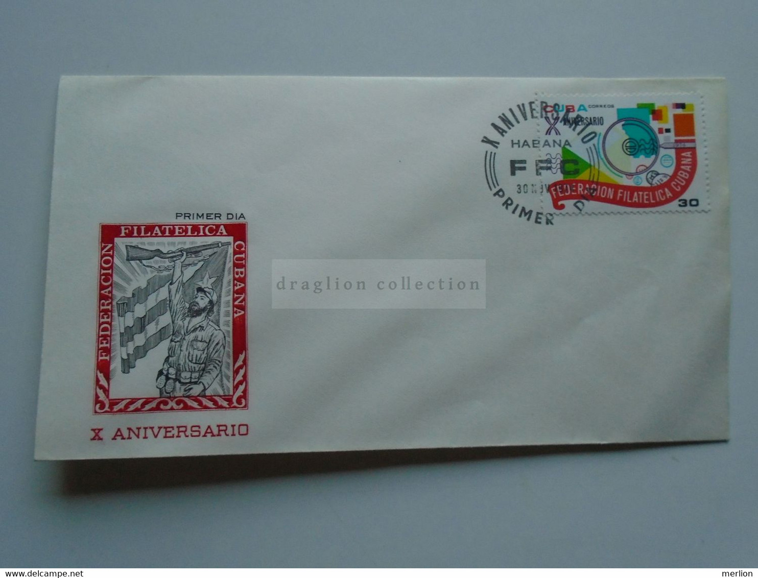 ZA346.29 CUBA FDC 1974 Federacion  Filatelica  Cubana  X Aniversario  1974 - Brieven En Documenten